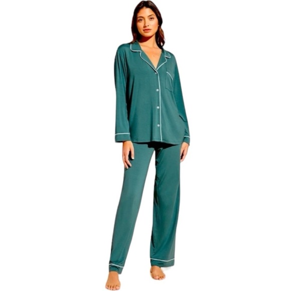 Eberjey Gisele TENCEL™ Modal Long PJ Set in Evergreen Size L - Picture 1 of 11